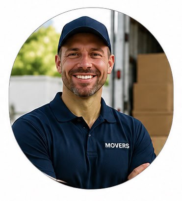 Mover lowering a safe down stairs with electric dolly